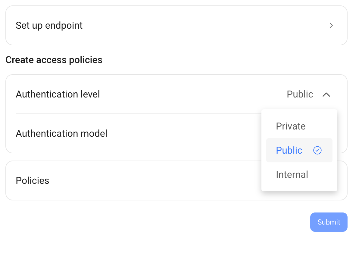 Set auth level to public
